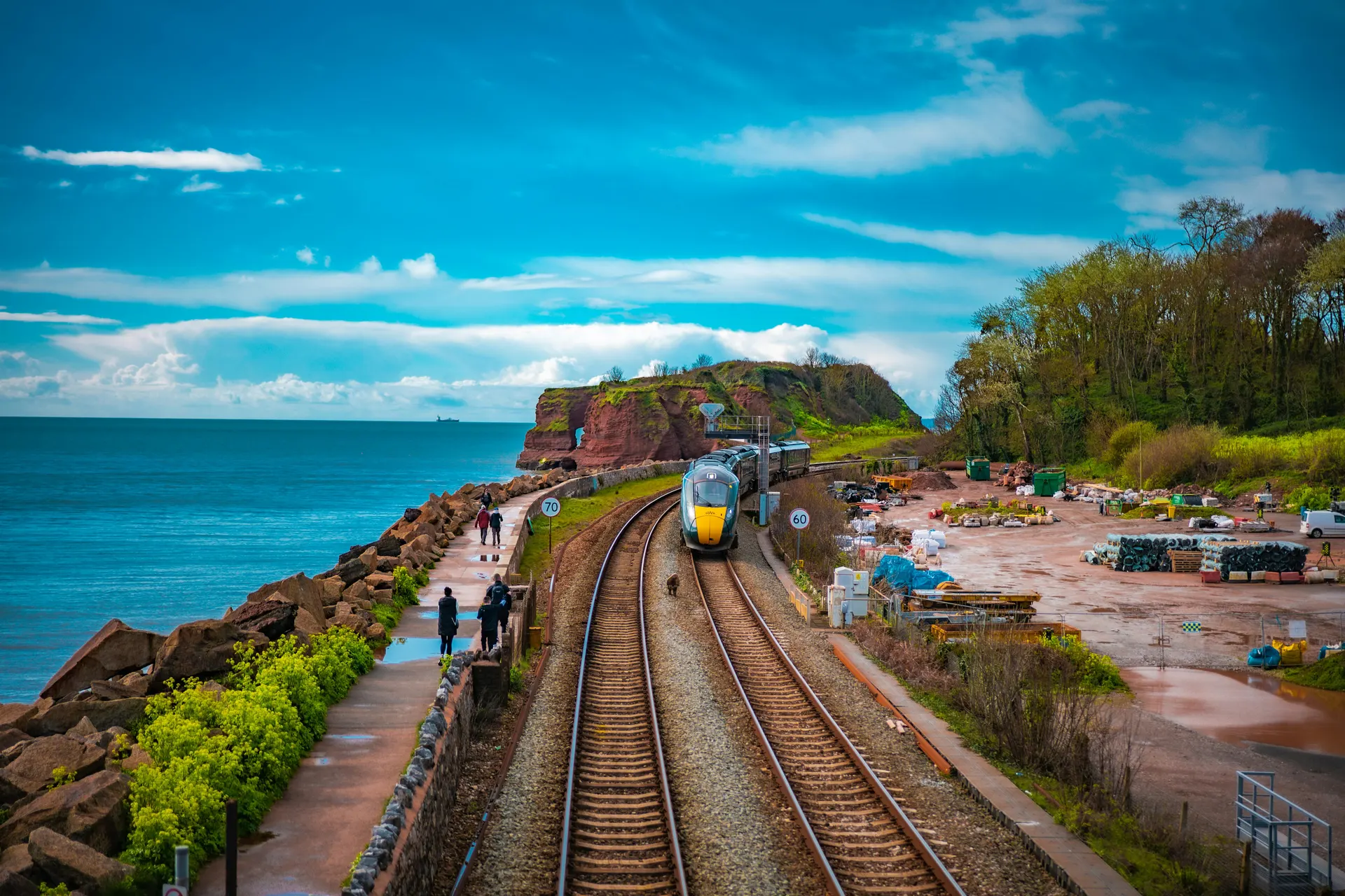 Coastal train and ferry connection near the English shore